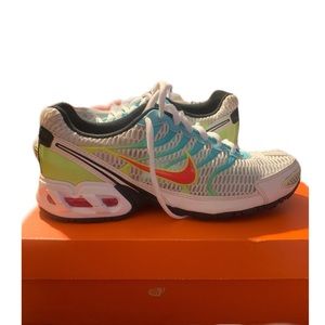 2 multi-color blue and green nikes